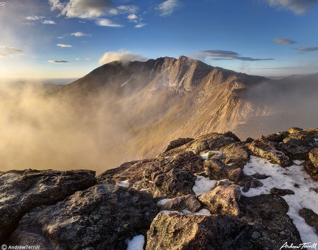Sunrise mist on Mount Blue Sky, seen from Mount Spalding, September 2021