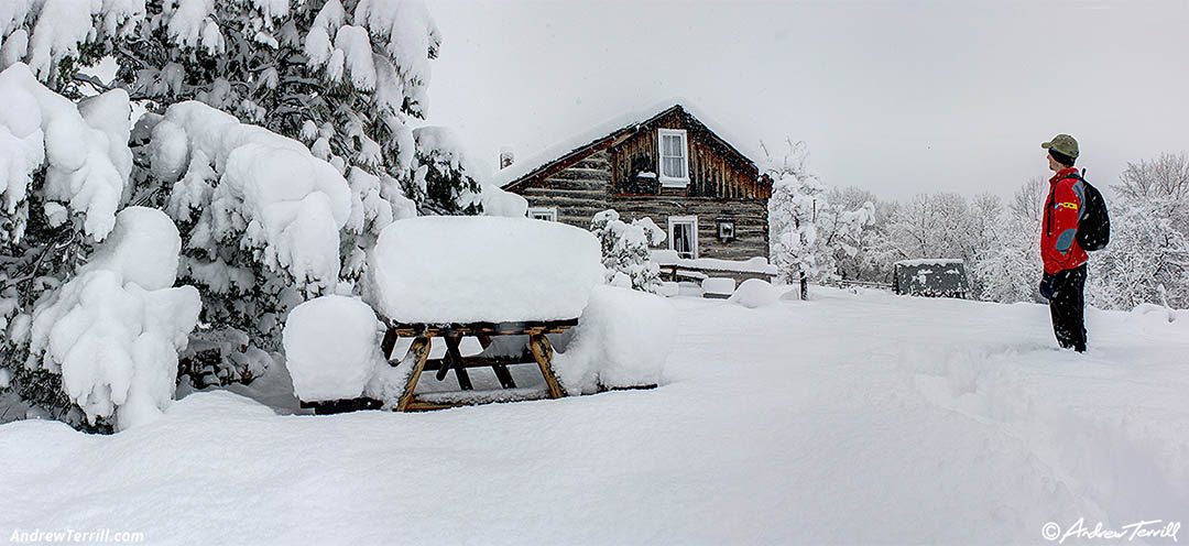 snow on a bench history park