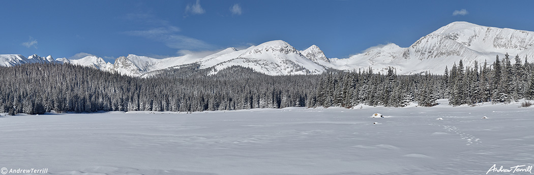 winter view of brainard lake in snow in indian peaks wilderness colorado