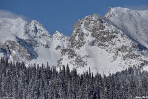 winter view of continental divide between Apache Peak and Shoshoni Peak near brainard lake indian peaks wilderness colorado