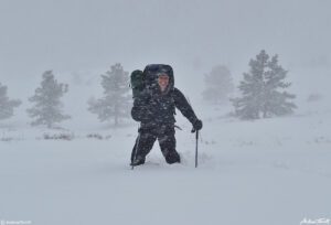 andrew terrill mad mountain jack hiking in blizzard in colorado foothills