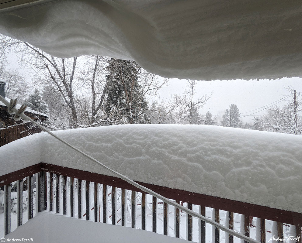 big snow drift on deck golden colorado march 2021