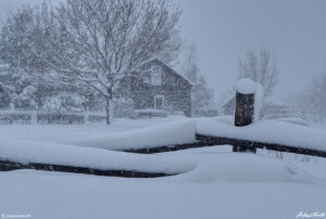 blizzard at golden history park pearce cabin march 2021