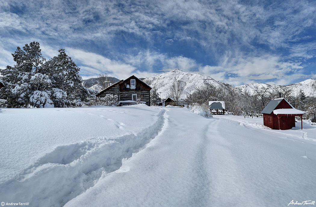 golden history park in golden colorado in deep snow march 2021