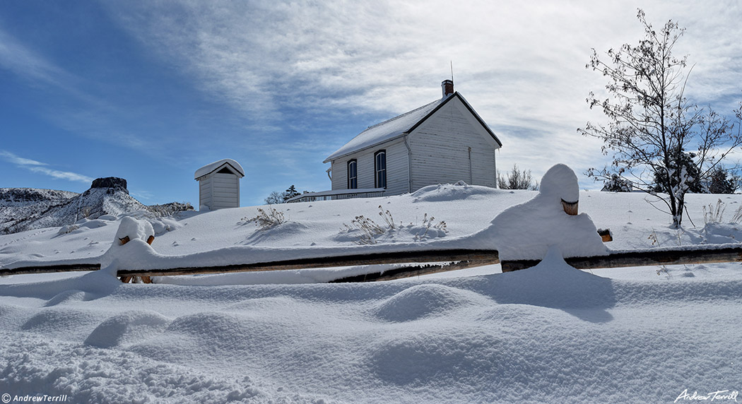 guy hill school house golden history park in snow march 2021