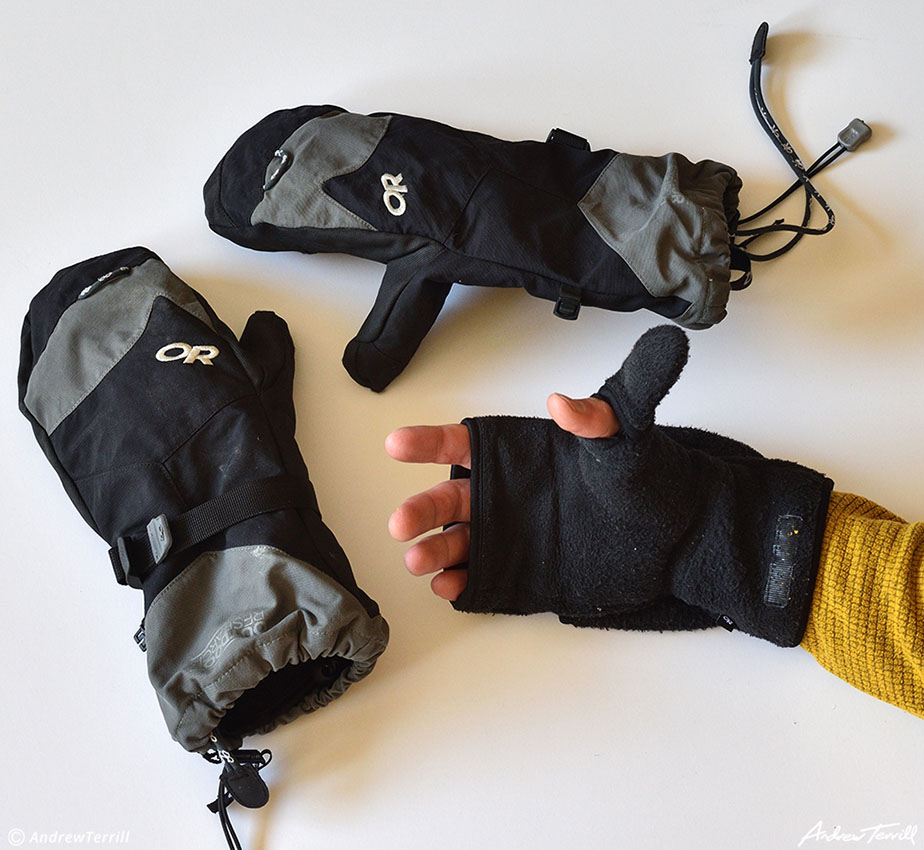 outdoor research meteor mitts fingers exposed winter gloves mittens