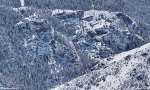 clear creek canyon in the snow seen from Mount Galbraith near Golden Colorado