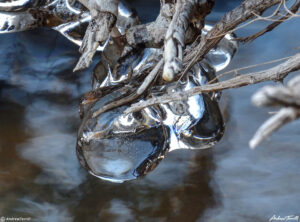 close up of ice mountan stream