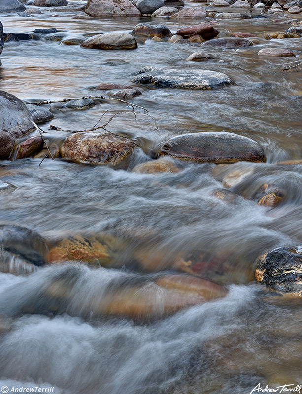 mountain river running peacefully blurred water