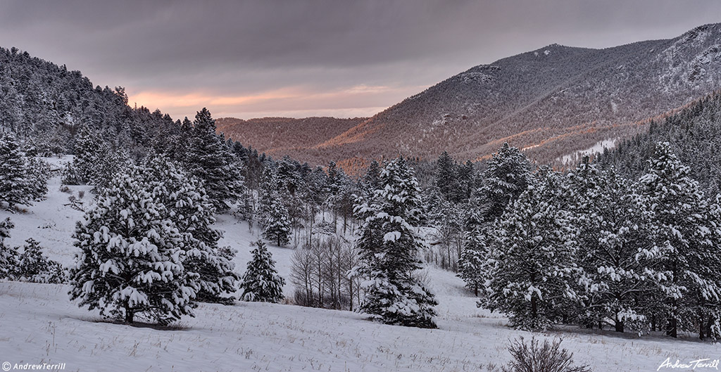 winter sunrise golden gate canyon state park colorado