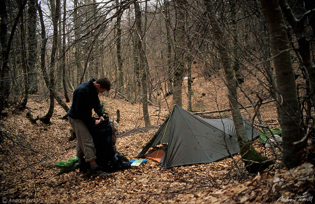 andrew terrill camp in beech wood on May 2 1997 Aspromonte calabria italy