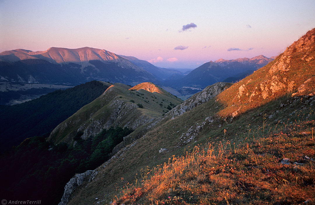 last light from monte lorio in abruzzo apennines italy