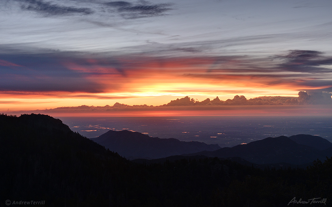 sunrise over the great plains seen from rocky mountains colorado