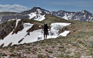 hiker on cdt continental divide trail james peak wilderness colorado