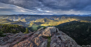 sunrise across the colorado front range foothills near lyons