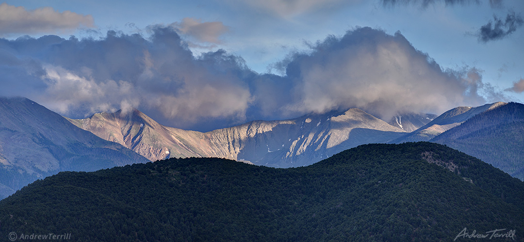 evening light and clearing storm sangre di cristo range colorado