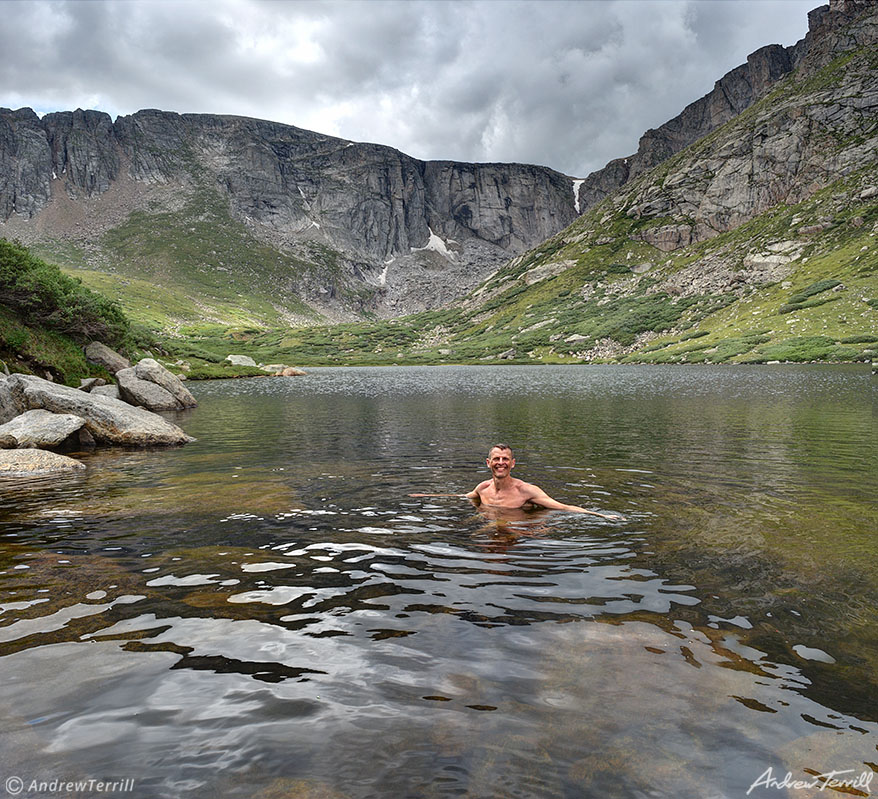 Swimmer in Chicago Lake On a Stormy Day Mount Evans Wilderness