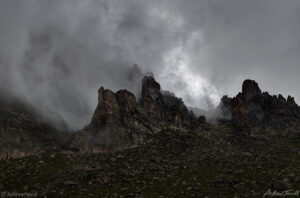 rock towers and storm clouds colorado