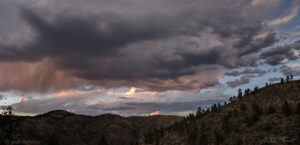 evening thunderstorm over rocky mountain foothills