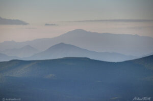 pikes peak colorado from the north summer haze