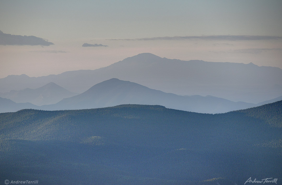 pikes peak colorado from the north summer haze