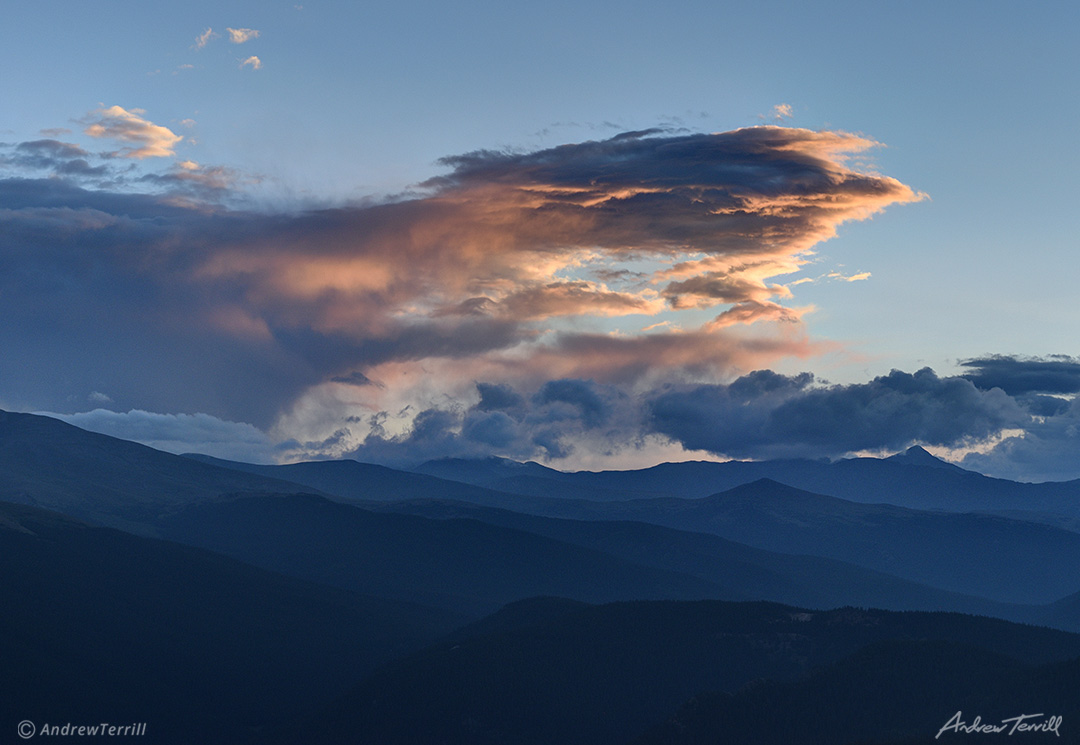 sunset clouds over colorado continental divide