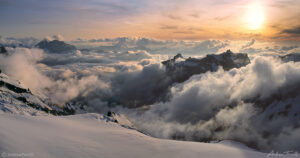 cloud sea sunset from the hohturli pass switzerland alps