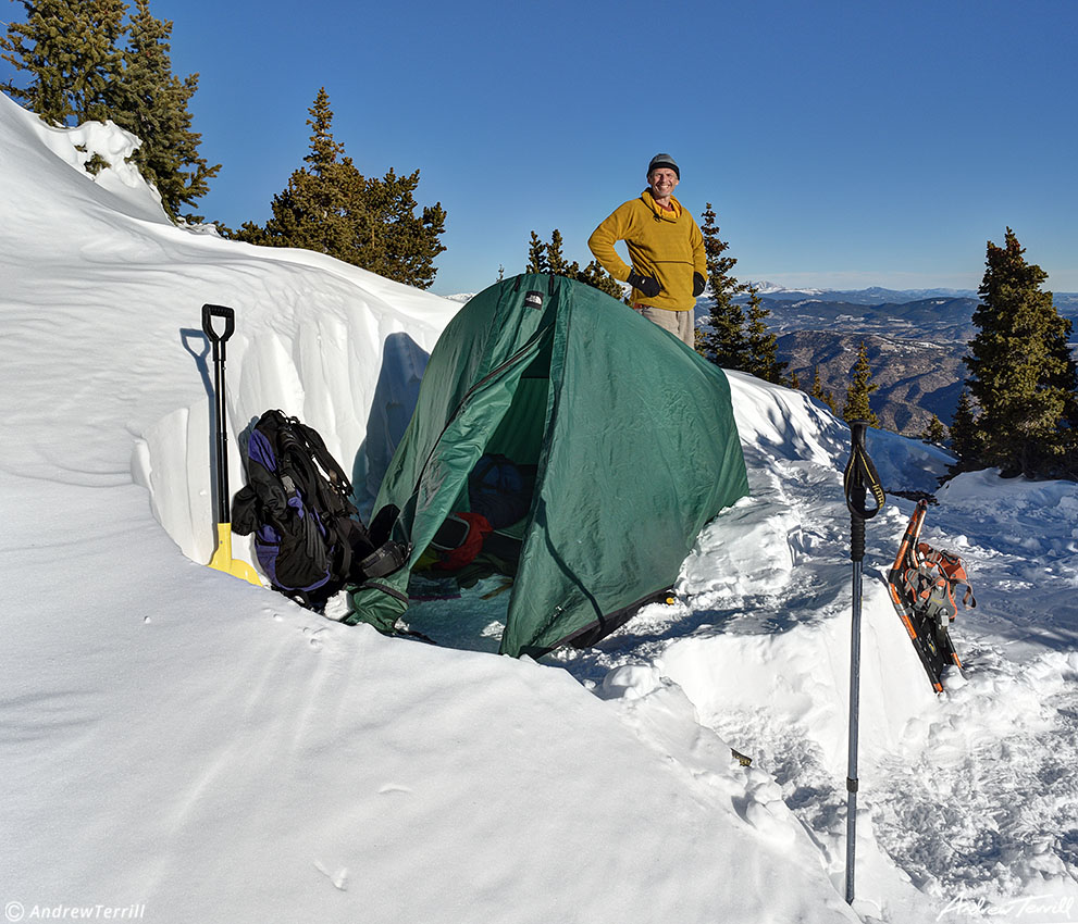 andrew terrill and auld leakie camping in colorado rockies