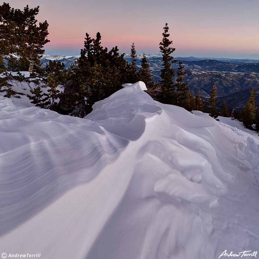 pre dawn snow drift in colorado rockies