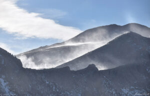 spindrift on the shoulder of Longs Peak in the rocky mountains