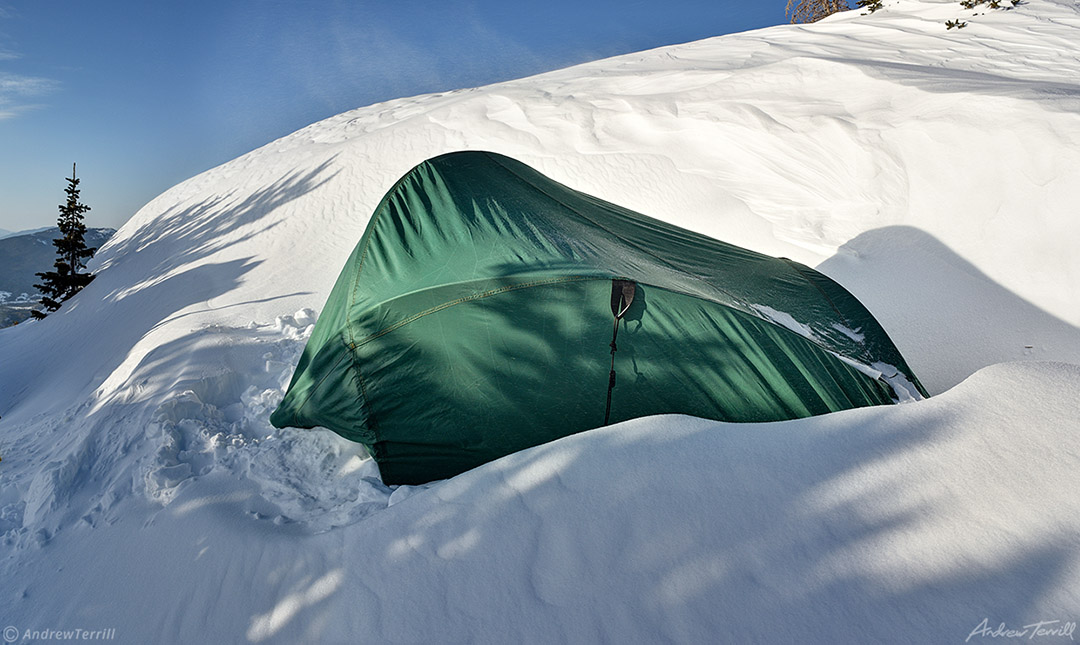 tent in deep snow colorado