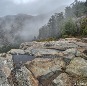 mist and rocks above golden colorado beaver brook trail may