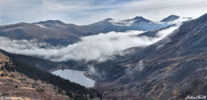 Murray Lake Camp clouds around Naylor Lake mount evans blue sky and Bierstadt 10-16-22