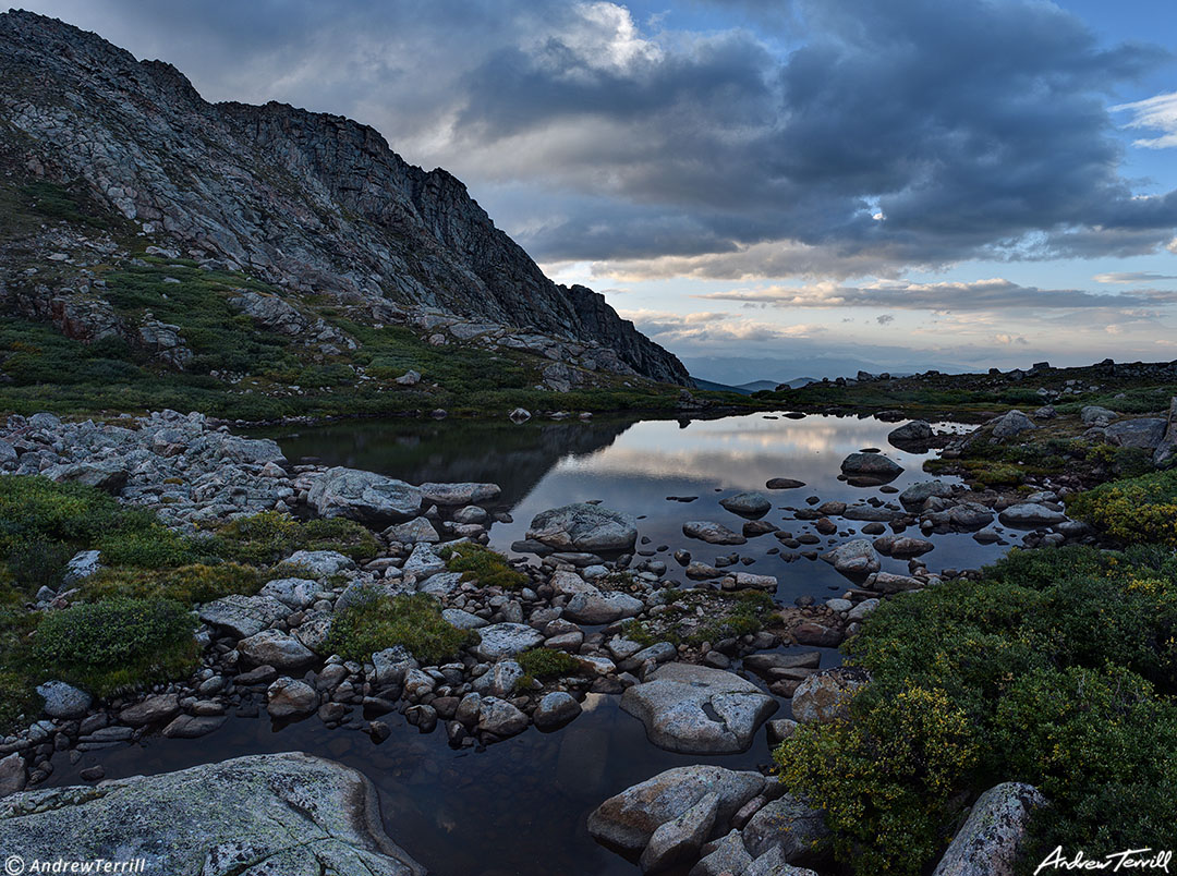 evening at mountain tarn mount evans wilderness colorado mount blue sky