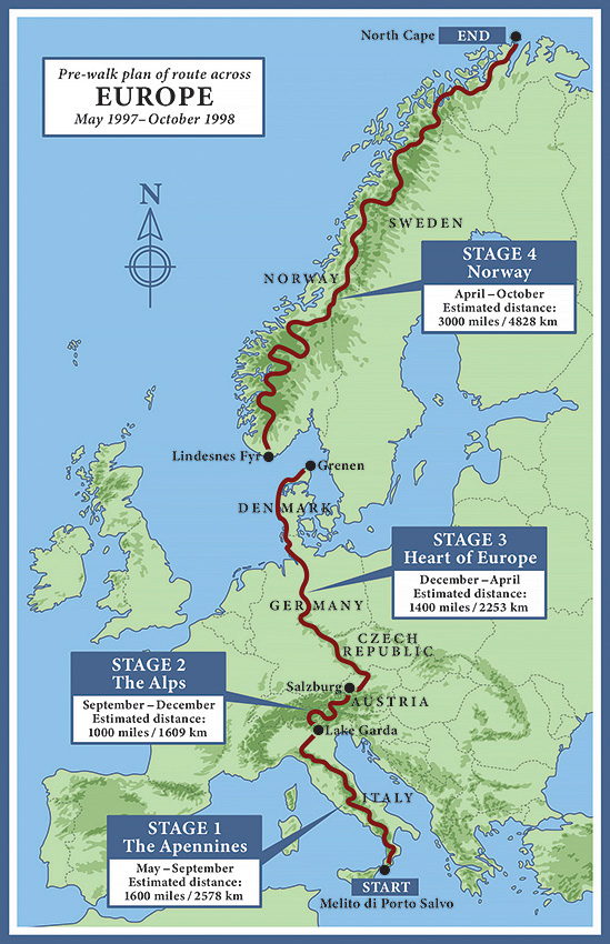 Route Map across europe