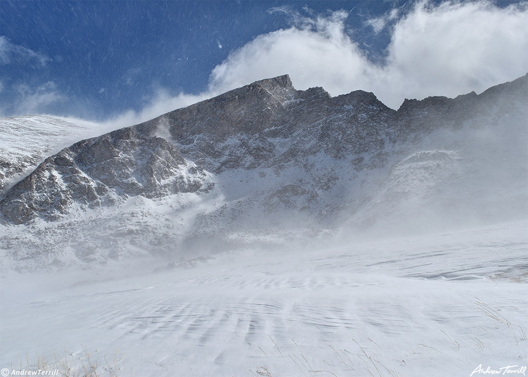 005 sawtooth ridge on mount bierstadt on a windy winter day colorado