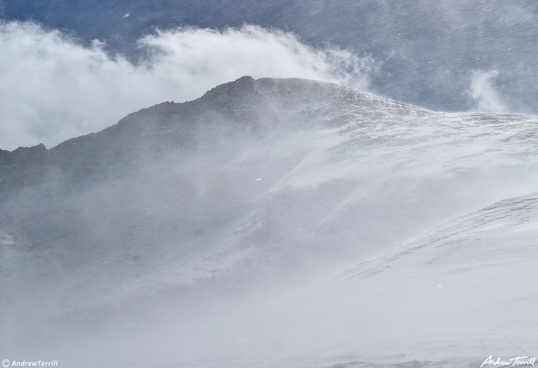 007 mount bierstadt colorado in spindrift on a windy winter day