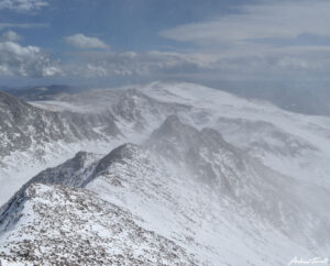 016 the east ridge of Mount bierstadt Colorado in strong winter winds