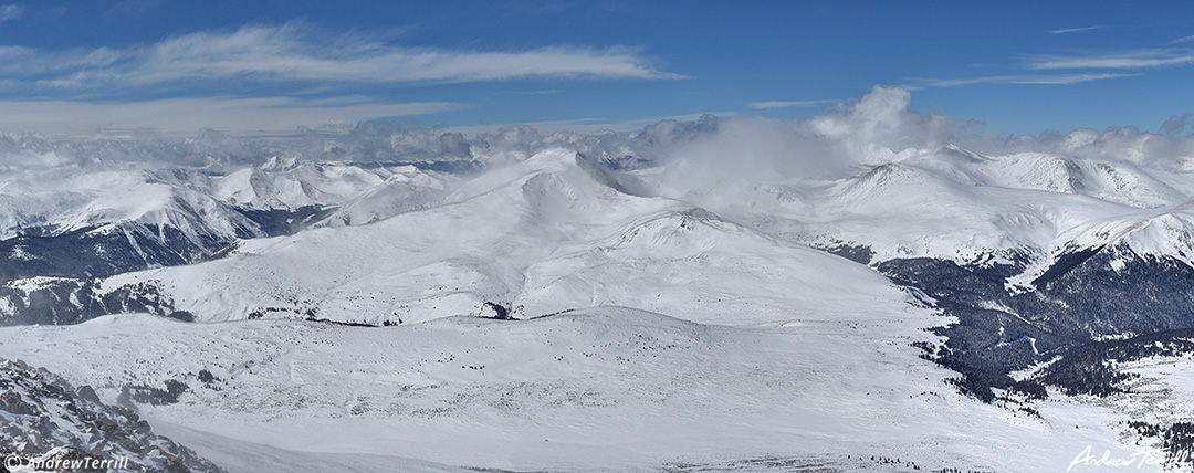 018 squaretop Mountain and winter panorama seen from mount bierstadt colorado