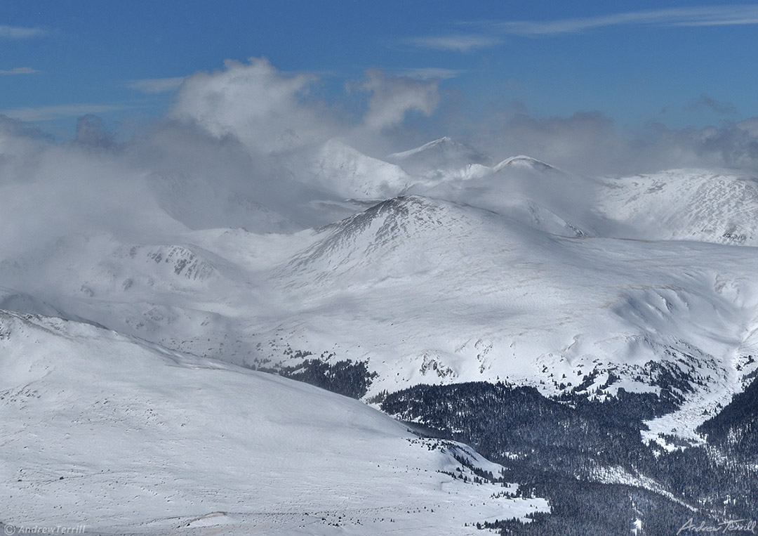 020 Grays Peak and Torreys Peak seen from the summit of mount bierstadt colorado