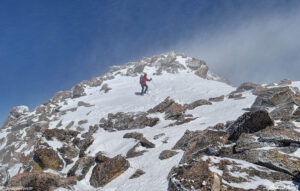 021 mountaineer descending mount bierstadt colorado in fierce winter winds