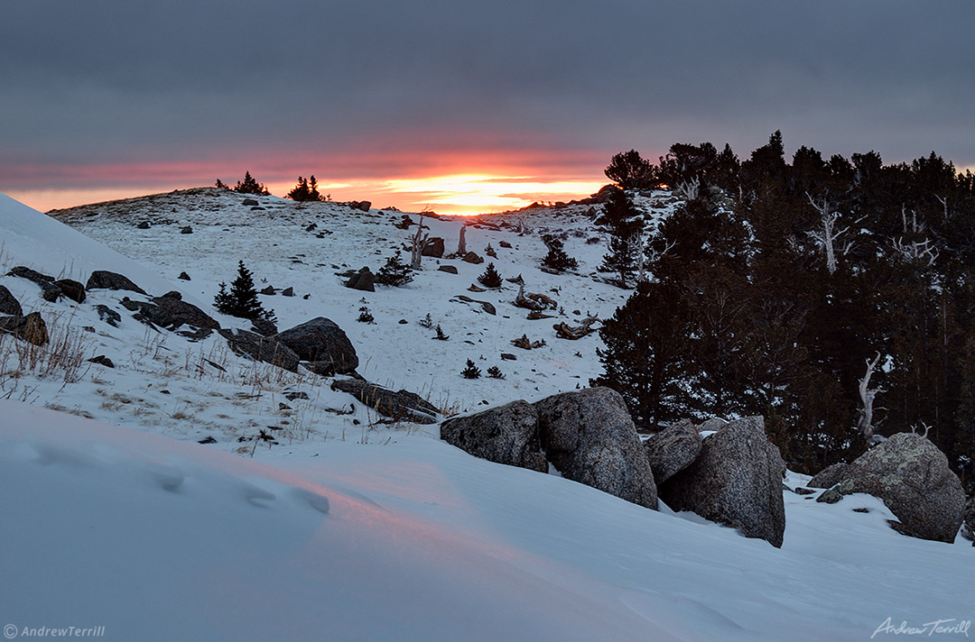 sunrise across snow covered hillside march 20 2023