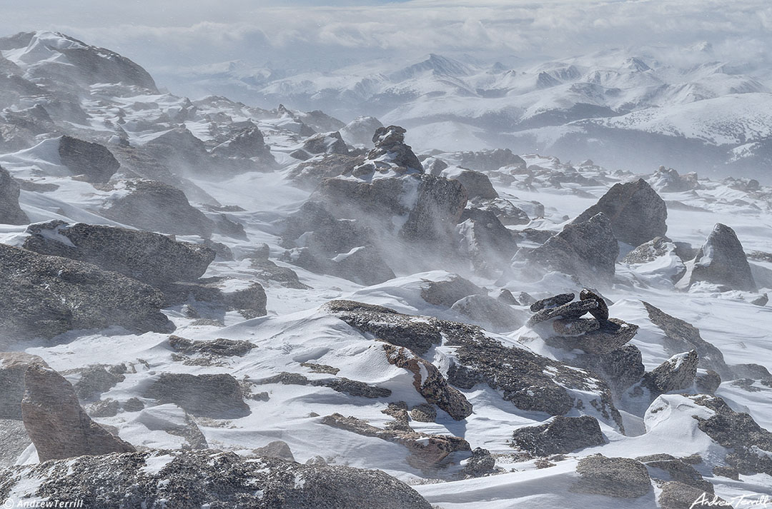 028 fierce winds and spindrift on Mount Bierstadt colorado in the winter