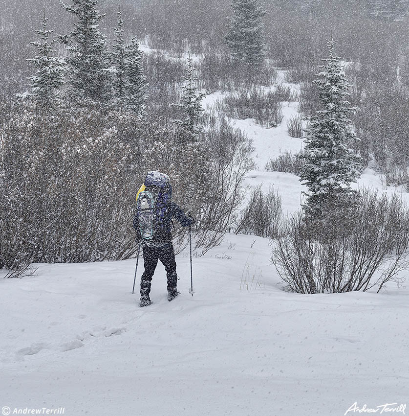 hiker in heavy snow april 14 2023