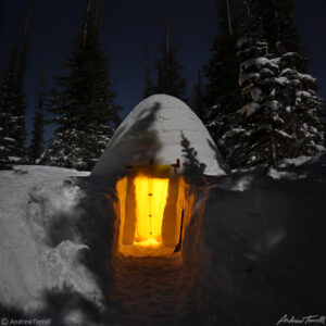 igloo with glowing door colorado winter