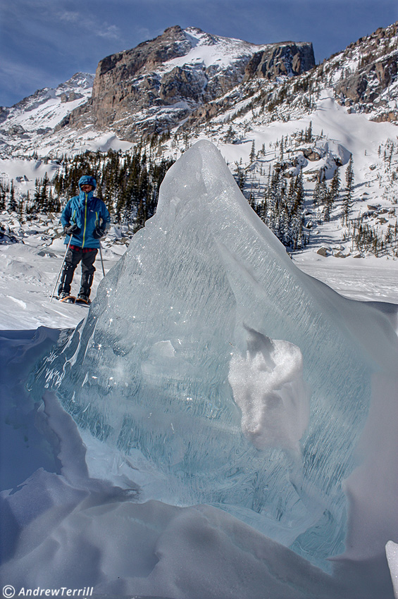 ice on lake haiyaha colorado