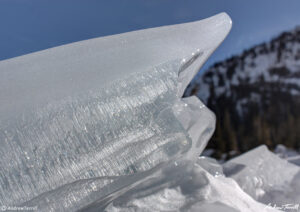 ice on lake haiyaha colorado winter