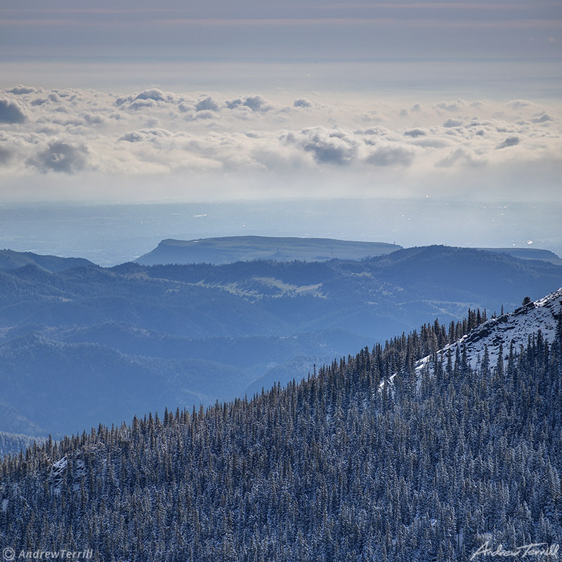 North Table Mountain seen from Rocky Mountains in spring