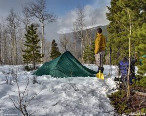 wild camp Aspen wood and mist Hells Hole Gray Wolf Mountain May 13 2023