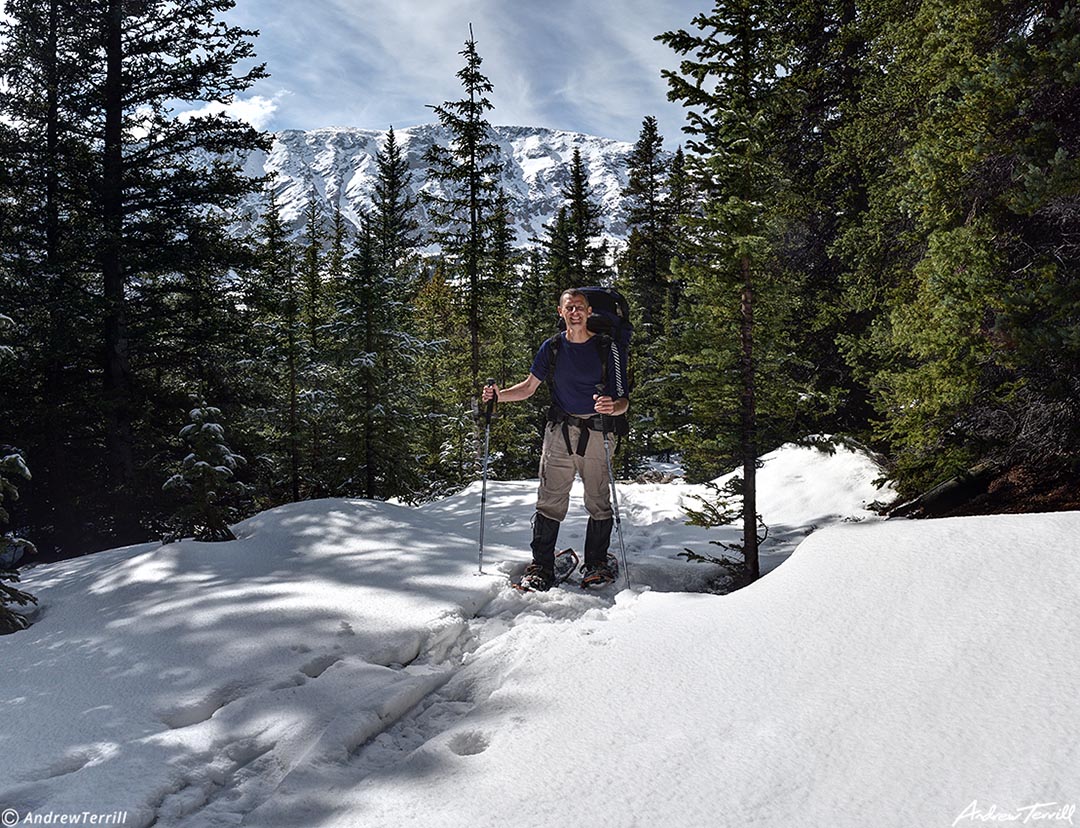 snowshoeing in forest may 21 2023